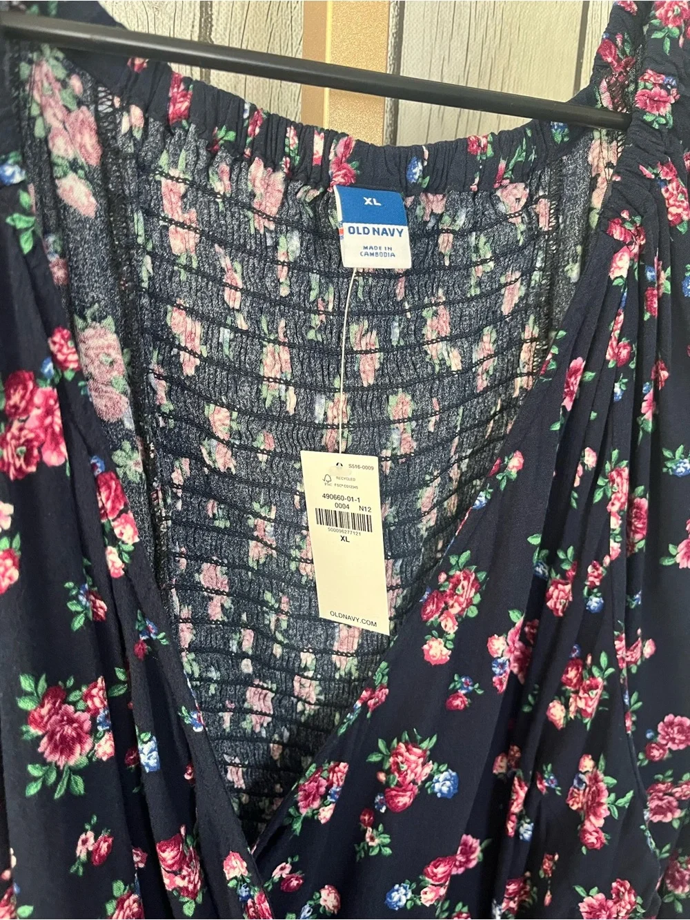 Old Navy NWT Puff-Sleeve Smocked Wrap Blouse XL Floral Boho Cottagecore